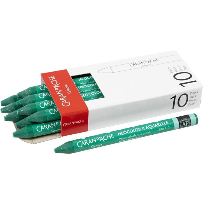 CARAN D’ACHE Caran d'Ache Neocolor II, Pit. 10 cm, paksuus 8,5 mm, emerald green (210), 10 kpl/ 1 pkt