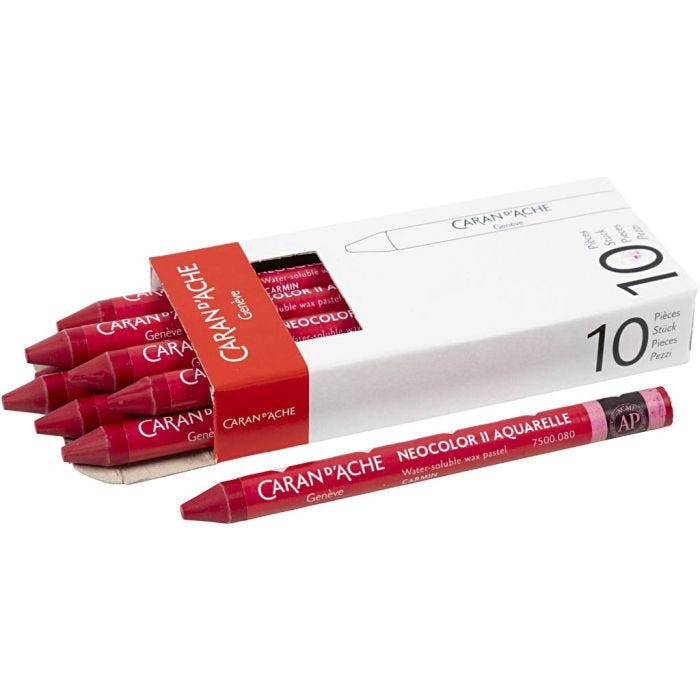 CARAN D’ACHE Caran d'Ache Neocolor II, Pit. 10 cm, paksuus 8,5 mm, carmine (080), 10 kpl/ 1 pkt