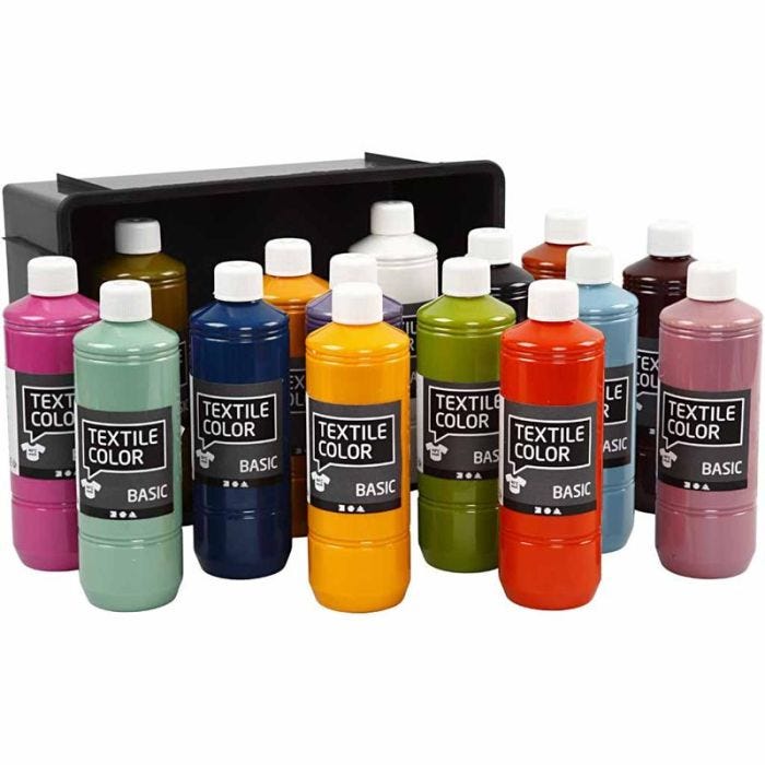 Tekstiiliväri, värilajitelma, 15x500 ml/ 1 pkt