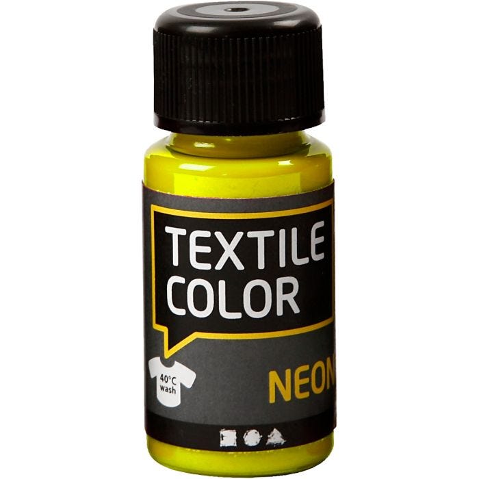 Tekstiiliväri, neonkeltainen, 50 ml/ 1 pll