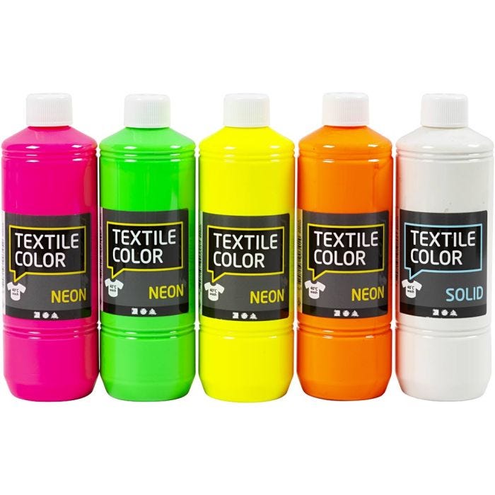 Tekstiiliväri, värilajitelma, 5x500 ml/ 1 pkt