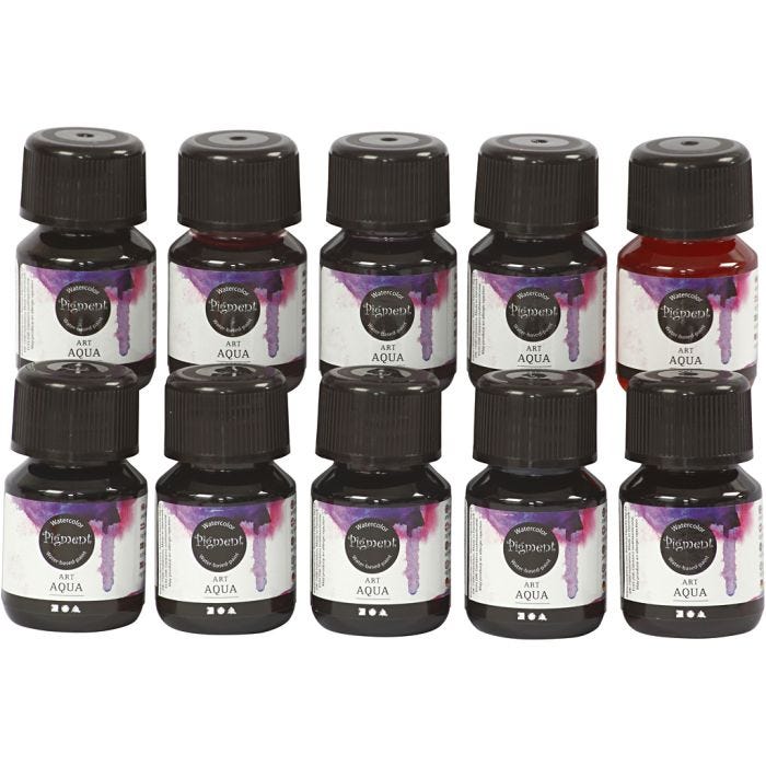 Nestemäinen Vesiväri, värilajitelma, 10x30 ml/ 1 pkt
