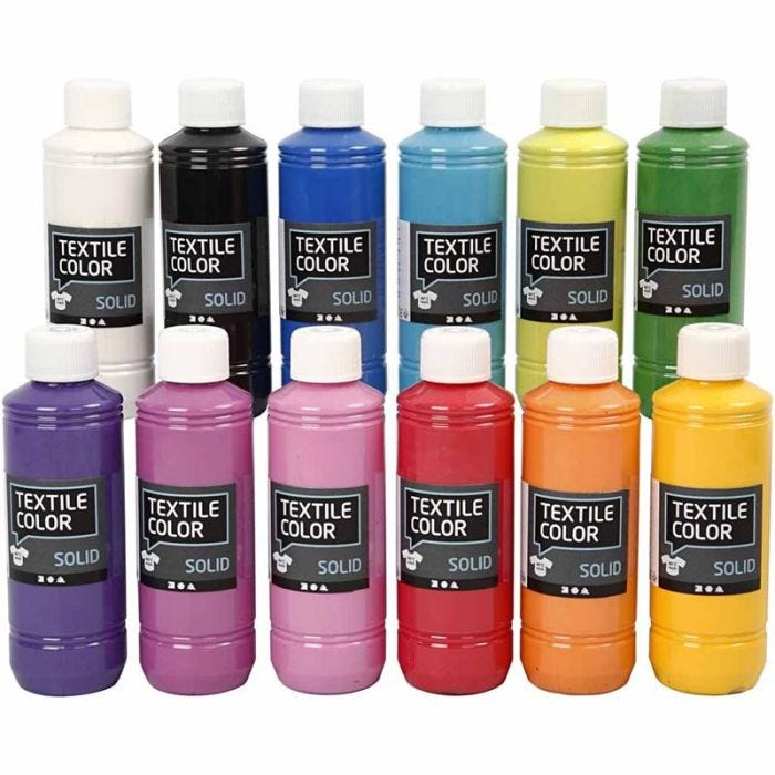 Textile Color Solid, peittävä, värilajitelma, 12x250 ml/ 1 pkt