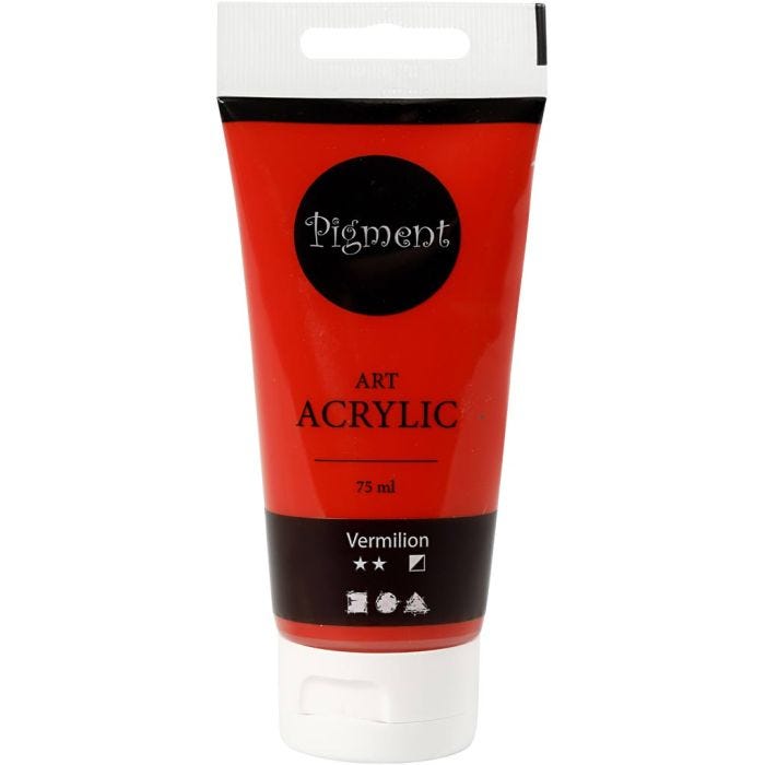 Akryylimaali, puolikiiltävä, läpikuultavat, peruspunainen, 75 ml/ 1 pll