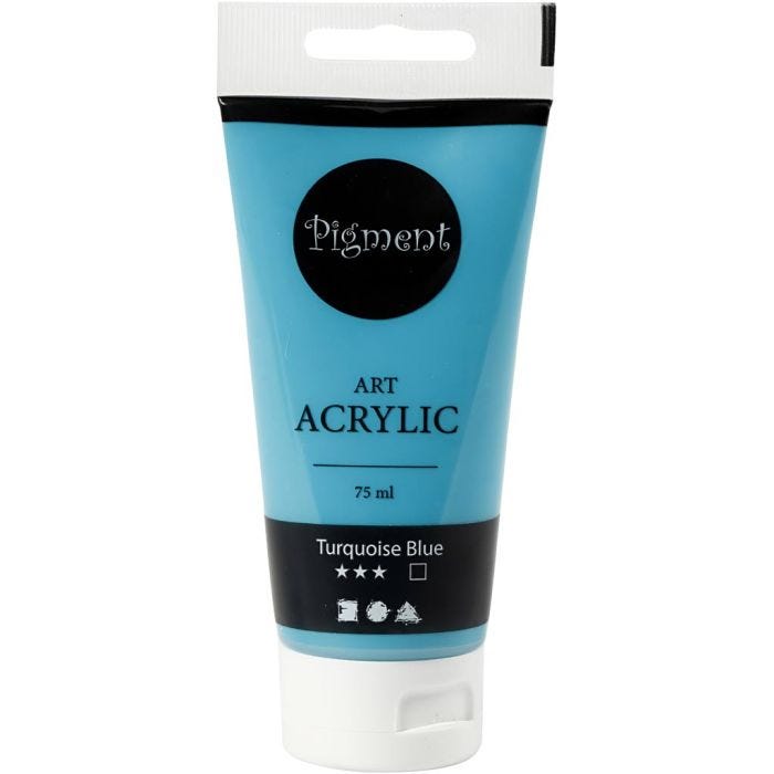 Akryylimaali, puolikiiltävä, peittävä, turquoise blue, 75 ml/ 1 pll
