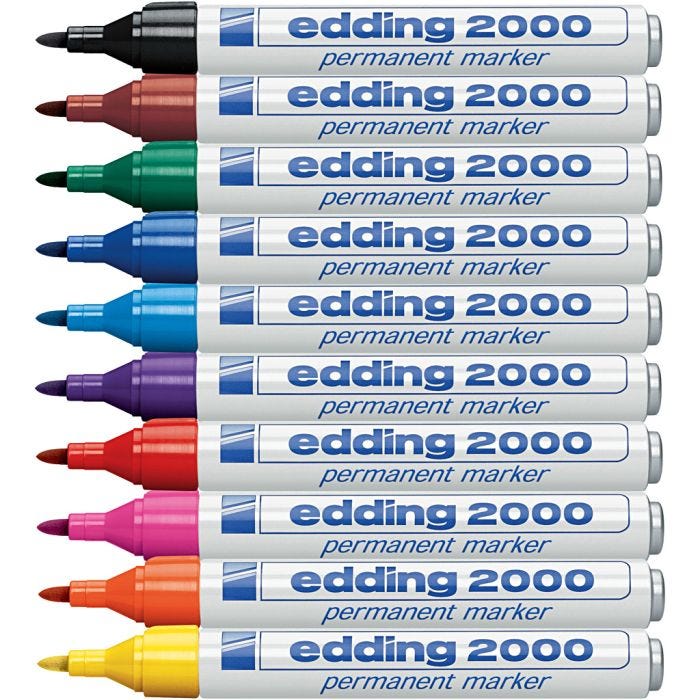 Edding -tussikynät, nro 2000, paksuus 1,5-3 mm, värilajitelma, 10 kpl/ 1 pkt