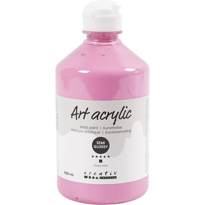 Akryylimaali, puolikiiltävä, peittävä, dusty rose, 500 ml/ 1 pll