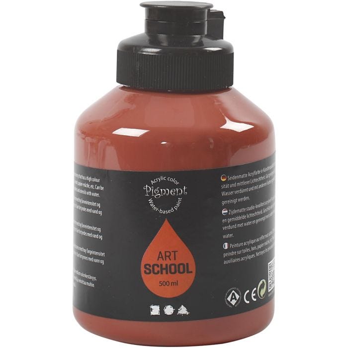 Akryylimaali, puolikiiltävä, läpikuulto, burnt sienna, 500 ml/ 1 pll