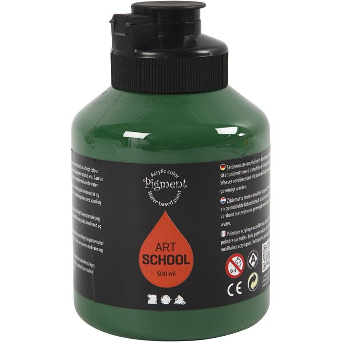 Akryylimaali, puolikiiltävä, läpikuulto, tummanvihreä, 500 ml/ 1 pll