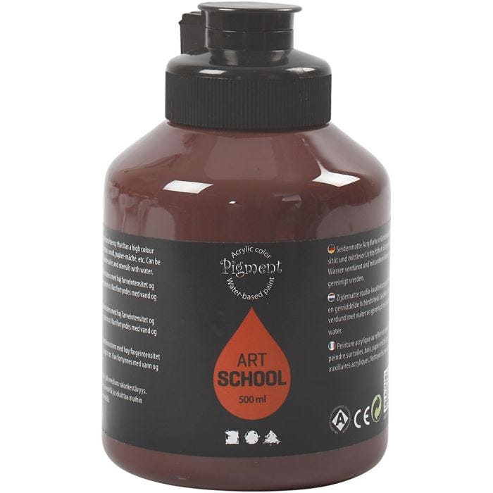 Akryylimaali, puolikiiltävä, peittävä, burnt umber, 500ml/ 1 pll