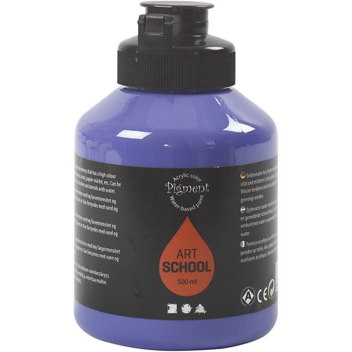 Akryylimaali, puolikiiltävä, läpikuulto, violet blue, 500 ml/ 1 pll