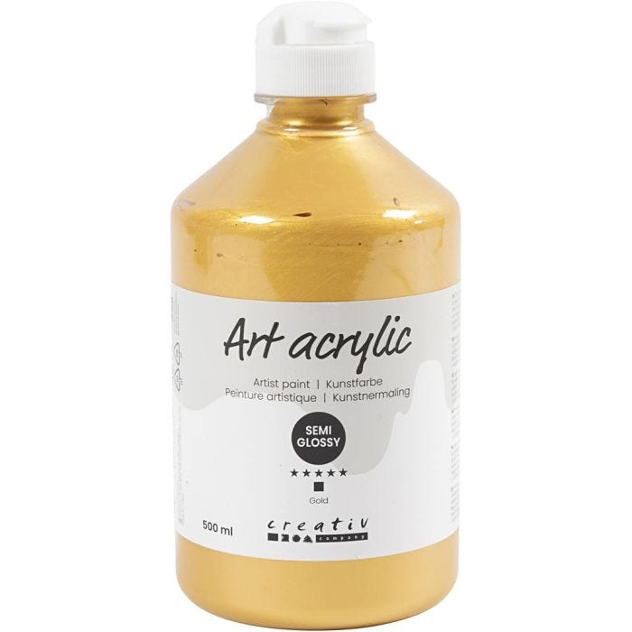 Akryylimaali, puolikiiltävä, peittävä, kulta, 500 ml/ 1 pll