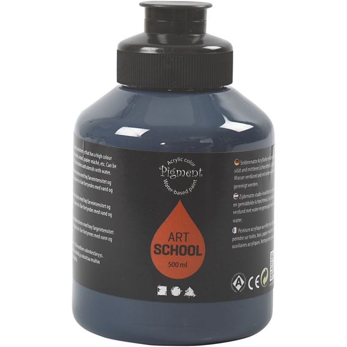 Akryylimaali, puolikiiltävä, peittävä, indigonsininen, 500 ml/ 1 pll
