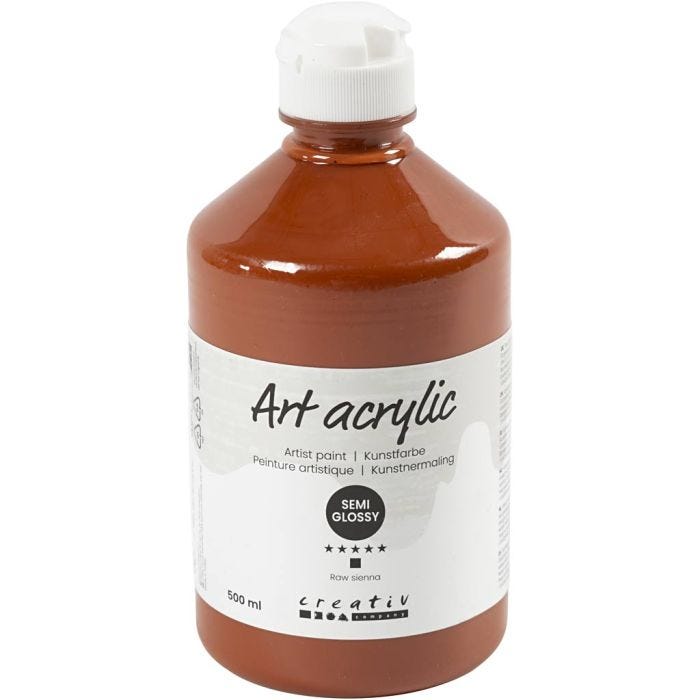 Akryylimaali, puolikiiltävä, peittävä, raaka sienna, 500 ml/ 1 pll