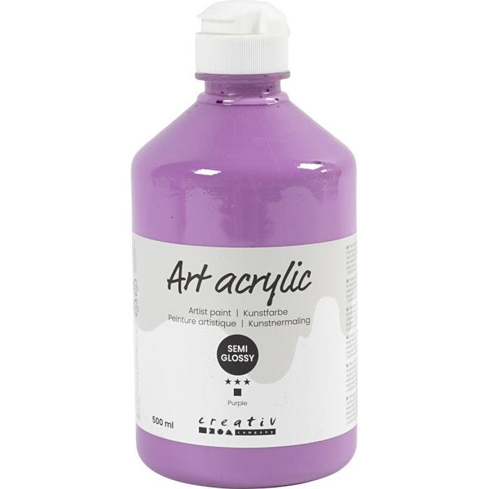 Akryylimaali, puolikiiltävä, peittävä, violetti, 500 ml/ 1 pll