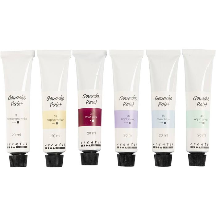 Guassimaali, pastellivärit, 6x20 ml/ 1 pkt