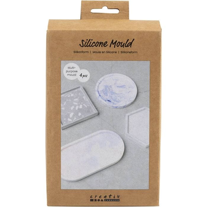 Silikonimuotti, Neliö, ympyrä, kuusikulmainen ja soikea, Kork. 1-1,5 cm, halk. 9-11,2 cm, 4 kpl/ 1 pkt