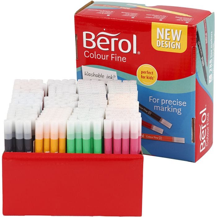 Berol Colourfine-tussit, paksuus 0,3-0,7 mm, värilajitelma, 288 kpl/ 1 pkt