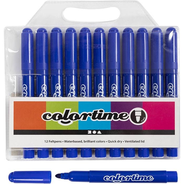 Colortime-tussit, paksuus 5 mm, sininen, 12 kpl/ 1 pkt