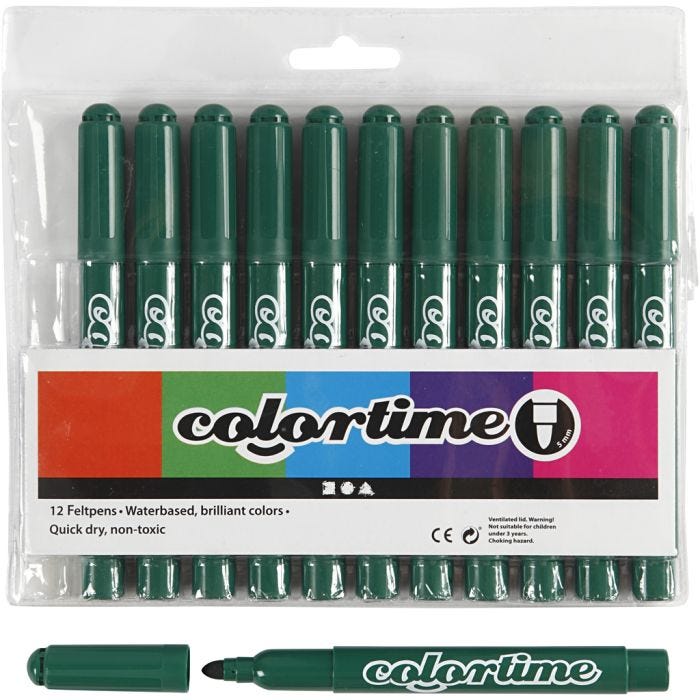 Colortime-tussit, paksuus 5 mm, tummanvihreä, 12 kpl/ 1 pkt