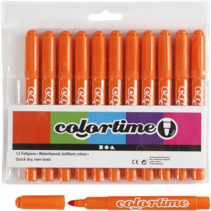 Colortime-tussit, paksuus 5 mm, oranssi, 12 kpl/ 1 pkt