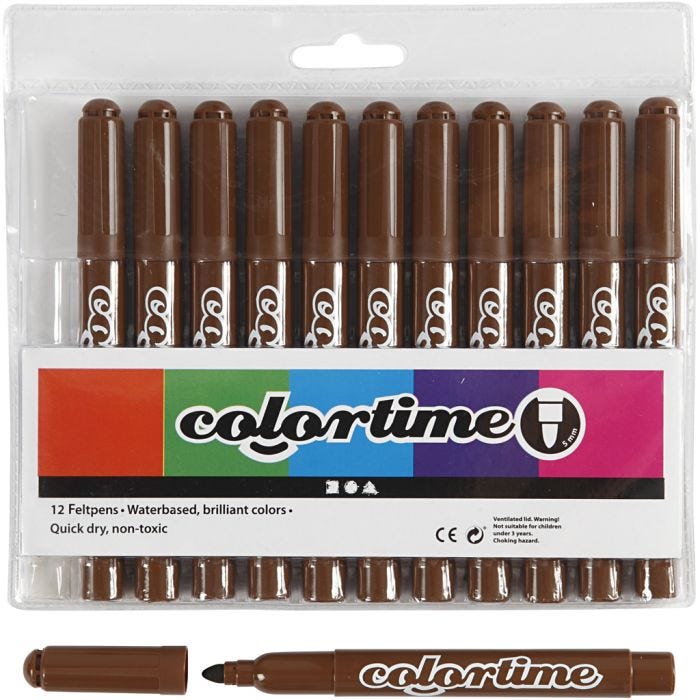 Colortime-tussit, paksuus 5 mm, ruskea, 12 kpl/ 1 pkt