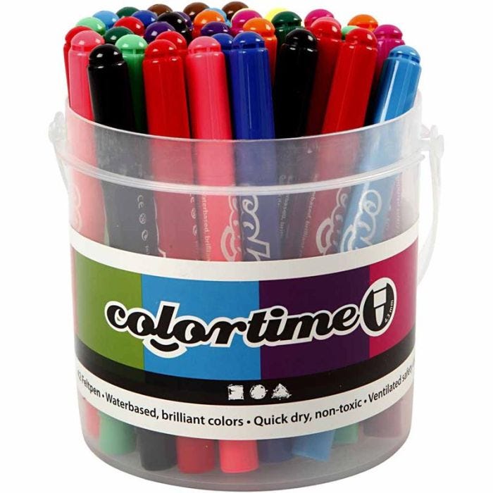 Colortime-tussit, paksuus 5 mm, värilajitelma, 42kpl/ 1 pkt