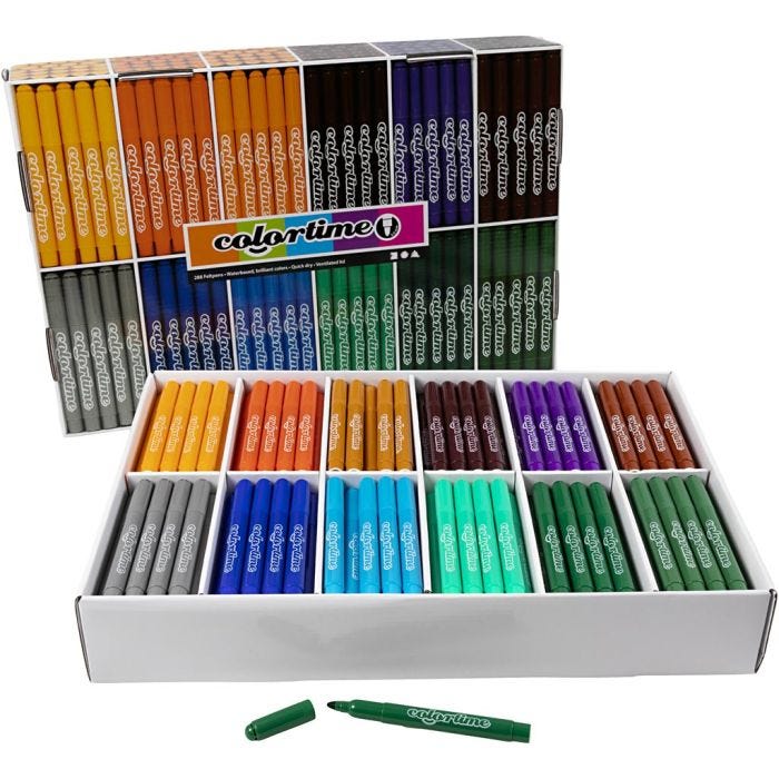 Colortime-tussit, paksuus 5 mm, lisävärit, 12x24 kpl/ 1 pkt