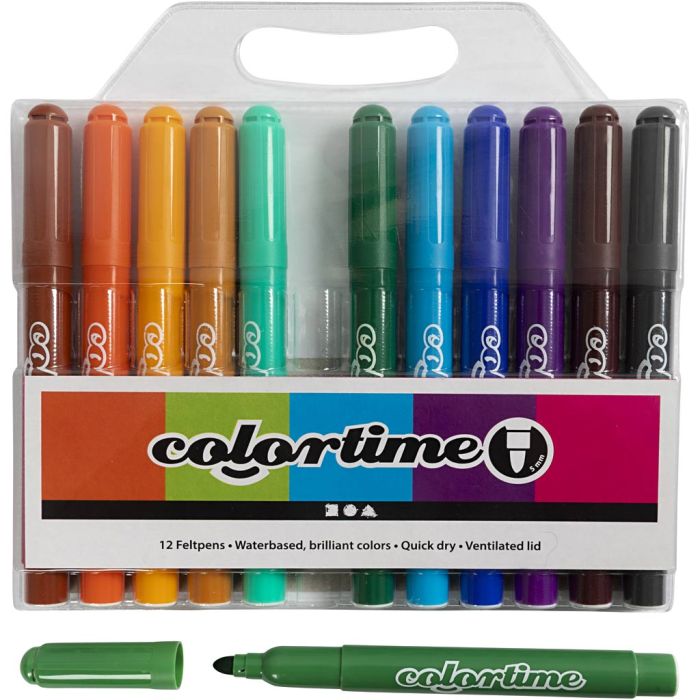 Colortime-tussit, paksuus 5 mm, lisävärit, 12 kpl/ 1 pkt