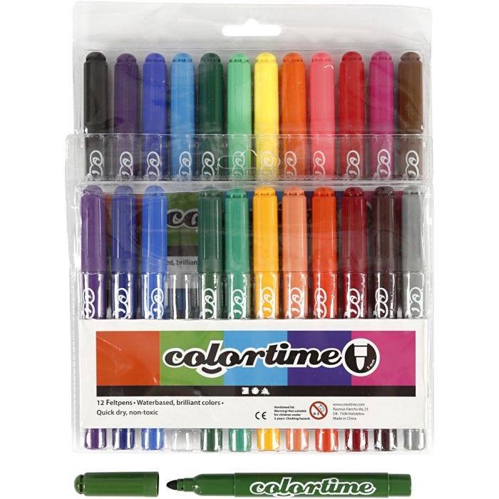 Colortime-tussit, paksuus 5 mm, värilajitelma, 24 kpl/ 1 pkt