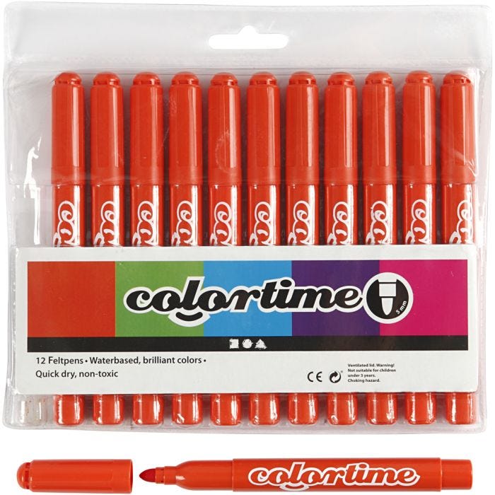 Colortime-tussit, paksuus 5 mm, tummanoranssi, 12 kpl/ 1 pkt