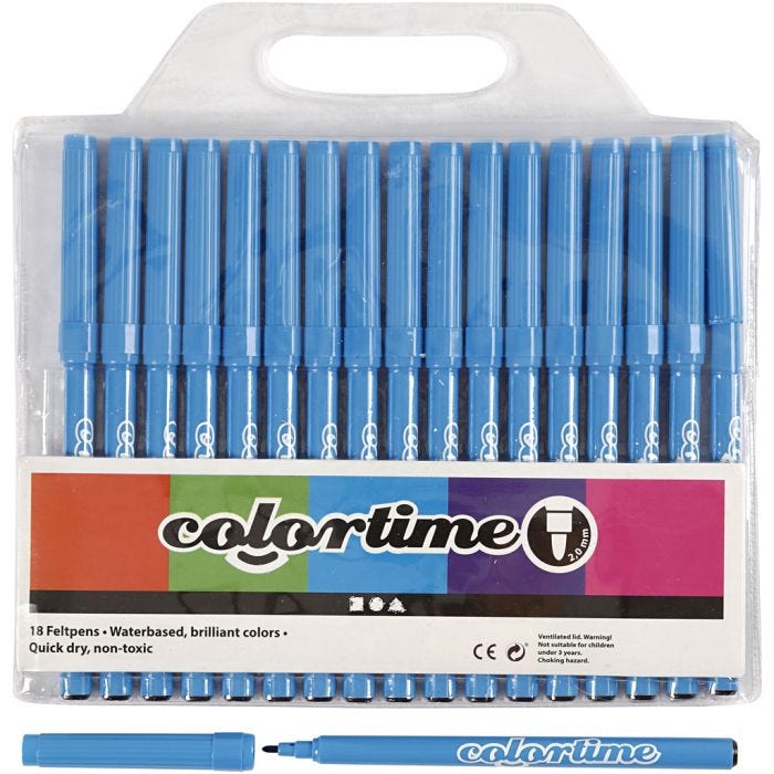 Colortime-tussit, paksuus 2 mm, vaaleansininen, 18 kpl/ 1 pkt