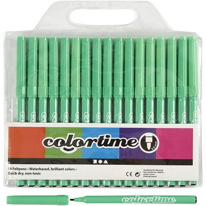 Colortime-tussit, paksuus 2 mm, vaaleanvihreä, 18 kpl/ 1 pkt
