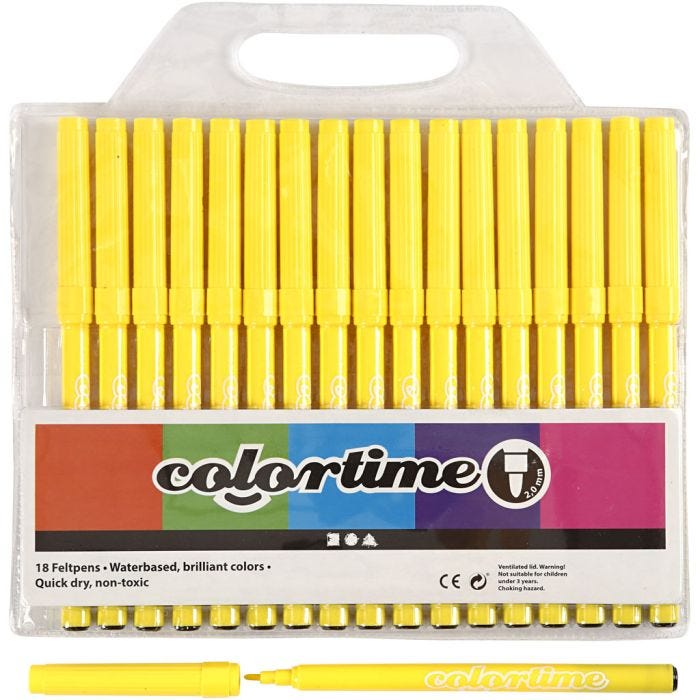 Colortime-tussit, paksuus 2 mm, sitruunankelt, 18 kpl/ 1 pkt