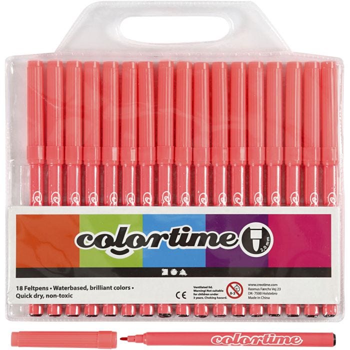 Colortime-tussit, paksuus 2 mm, pinkki, 18 kpl/ 1 pkt