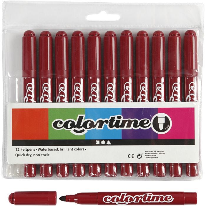 Colortime-tussit, paksuus 5 mm, viininpunainen, 12 kpl/ 1 pkt