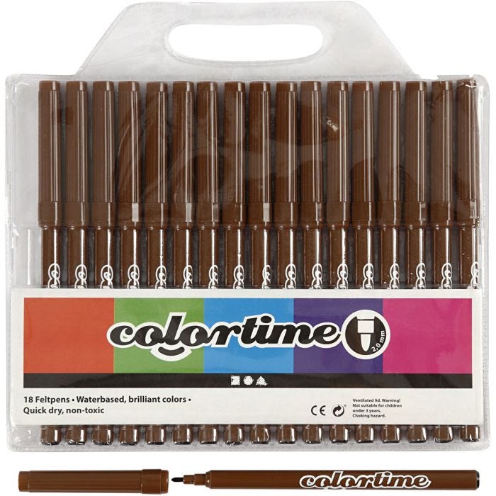 Colortime-tussit, paksuus 2 mm, ruskea, 18 kpl/ 1 pkt
