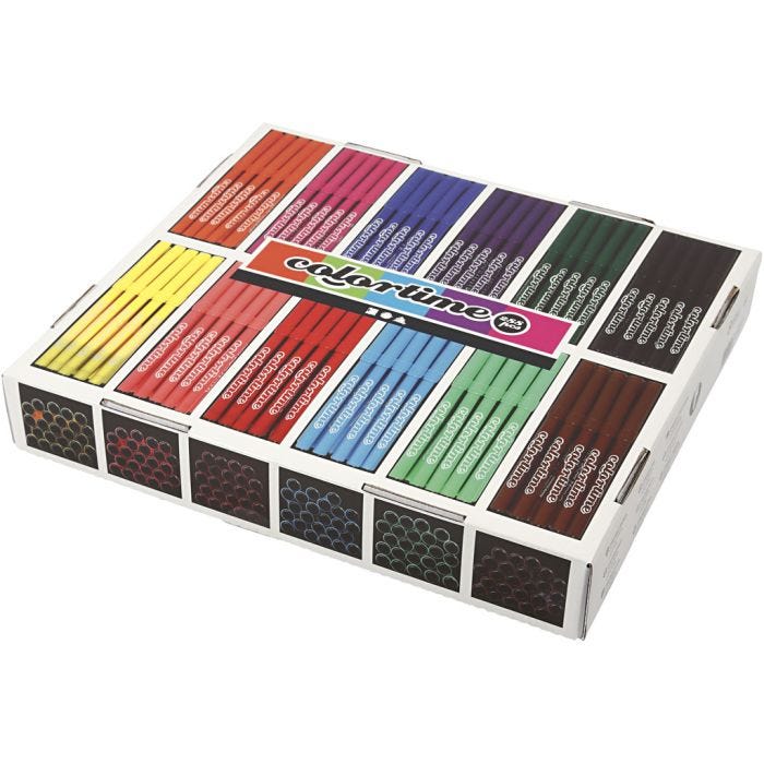 Colortime-tussit, paksuus 2 mm, värilajitelma, 12x24 kpl/ 1 pkt