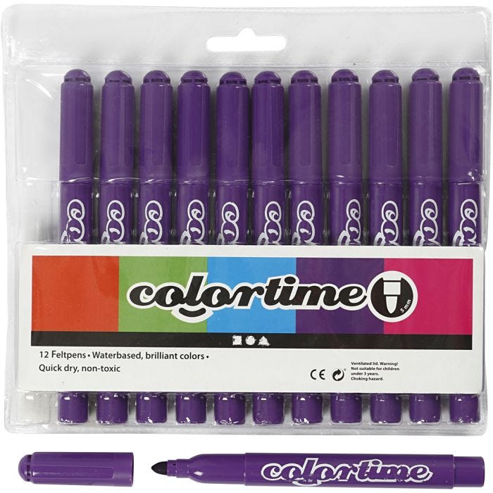 Colortime-tussit, paksuus 5 mm, tumma lila, 12 kpl/ 1 pkt