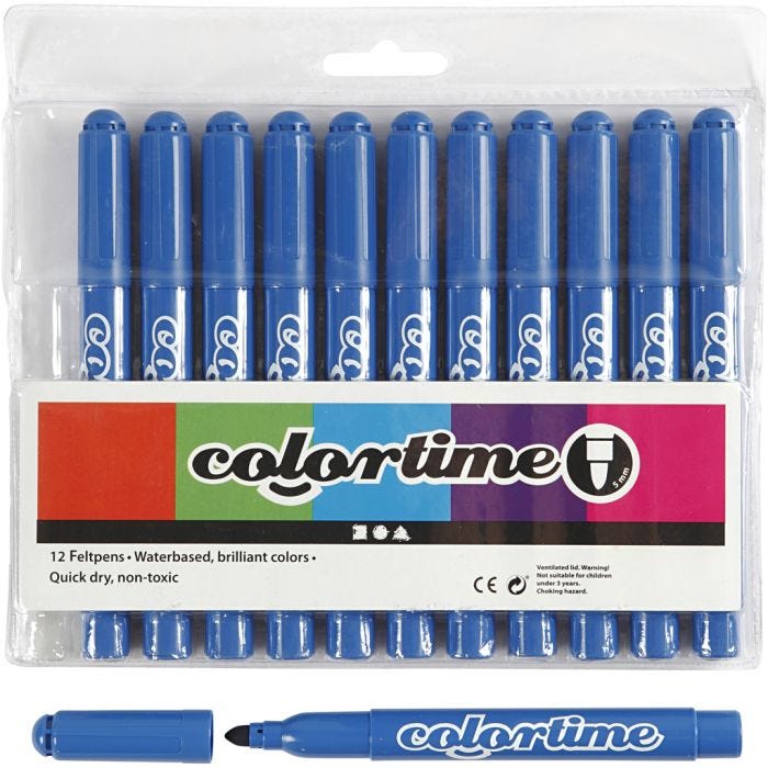Colortime-tussit, paksuus 5 mm, azure, 12 kpl/ 1 pkt