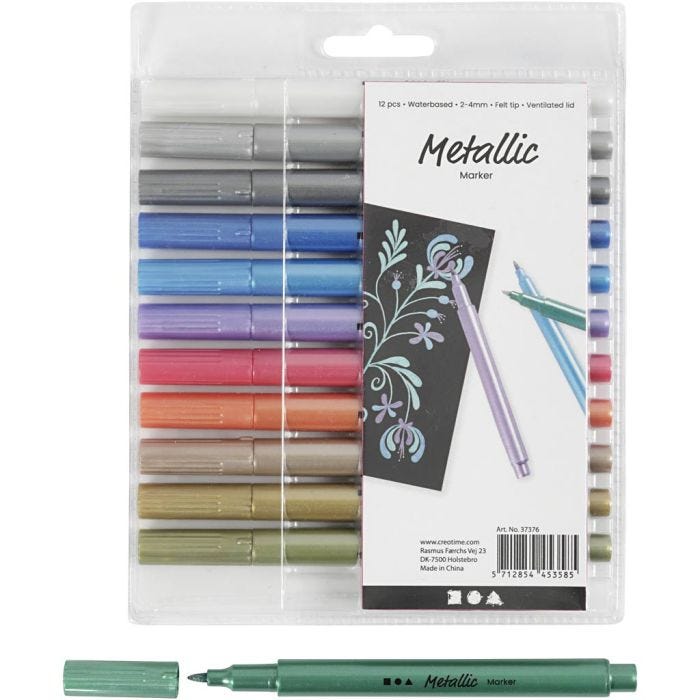 Metallic tussit, paksuus 2-4 mm, metallic-värit, 12 kpl/ 1 pkt