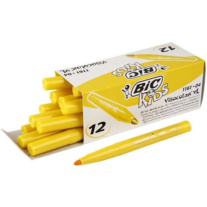BIC Visa Color Marker Tussikynät, paksuus 3 mm, keltainen, 12 kpl/ 1 pkt