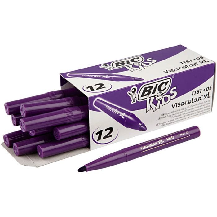 BIC Visa Color Marker Tussikynät, paksuus 3 mm, tumma lila, 12 kpl/ 1 pkt