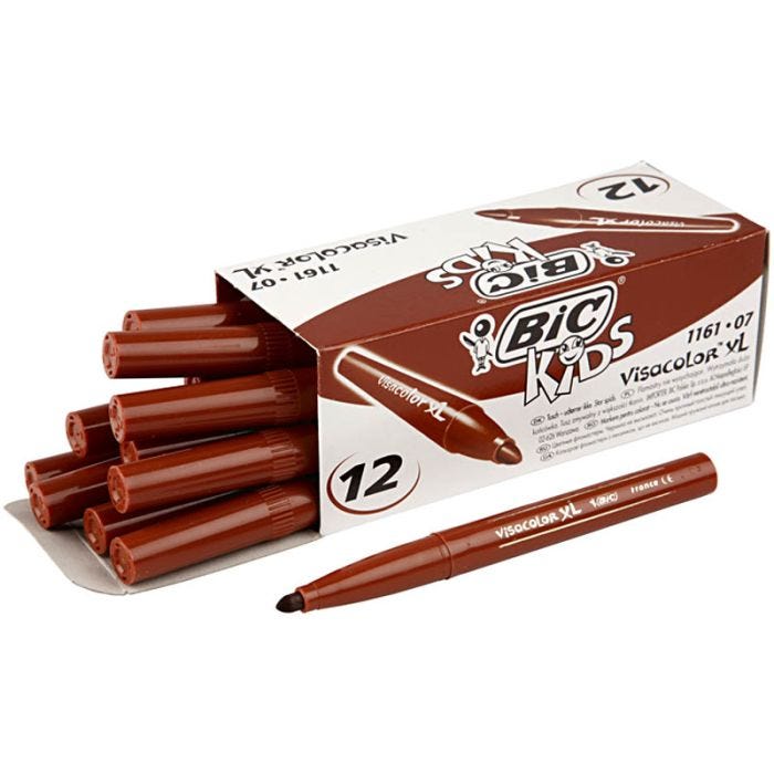 BIC Visa Color Marker Tussikynät, paksuus 3 mm, keskiruskea, 12 kpl/ 1 pkt