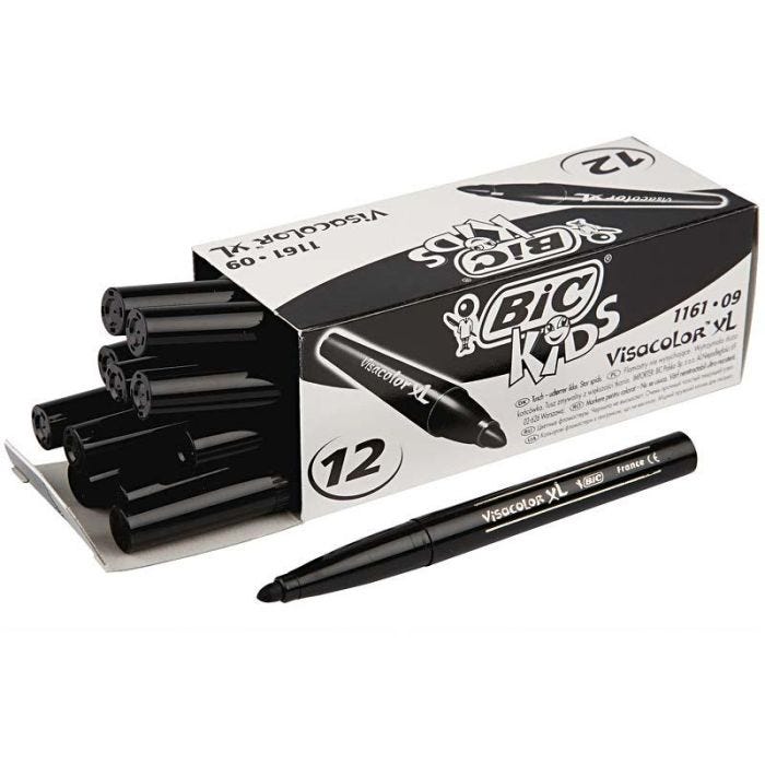 BIC Visa Color Marker Tussikynät, paksuus 3 mm, musta, 12 kpl/ 1 pkt