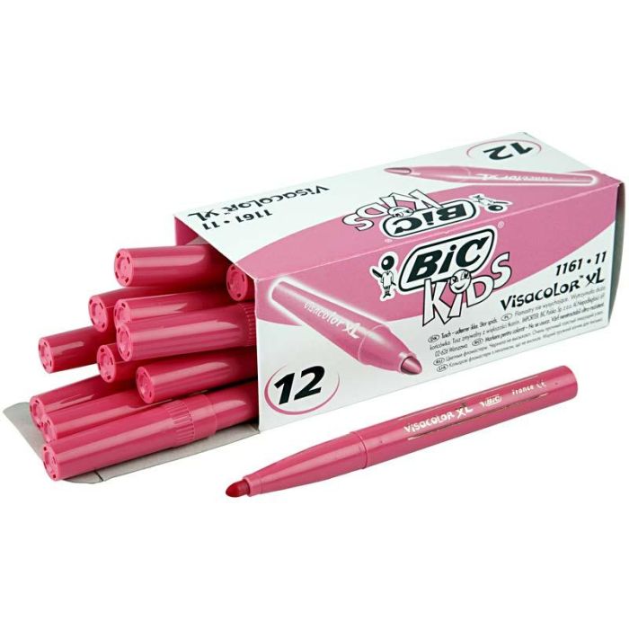 BIC Visa Color Marker Tussikynät, paksuus 3 mm, pinkki, 12 kpl/ 1 pkt