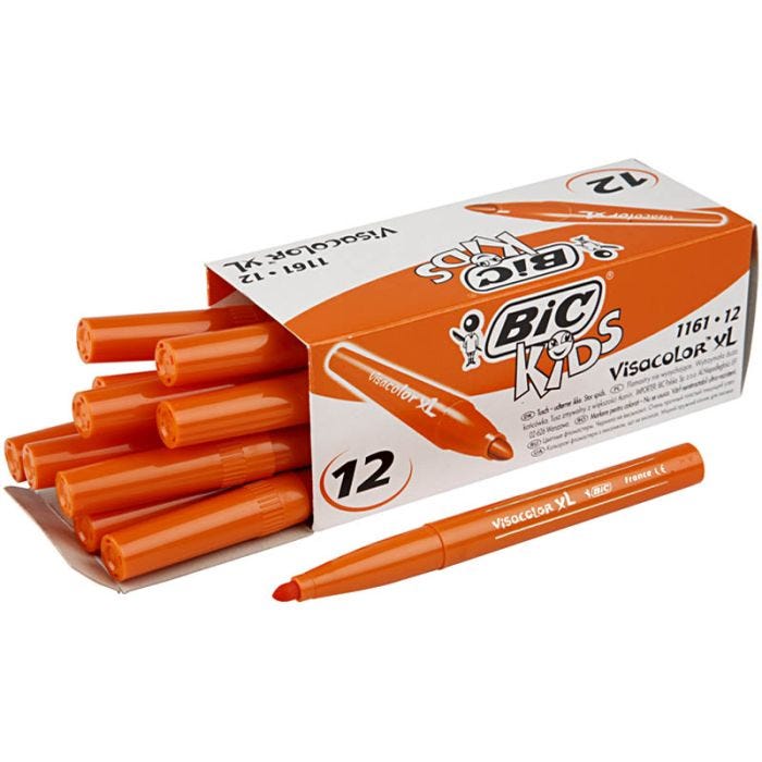 BIC Visa Color Marker Tussikynät, paksuus 3 mm, keskioranssi, 12 kpl/ 1 pkt