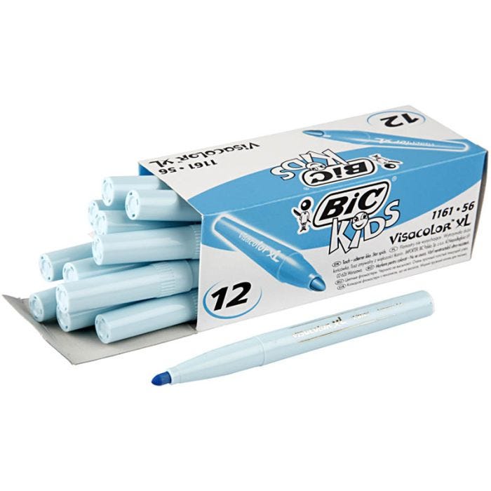 BIC Visa Color Marker Tussikynät, paksuus 3 mm, vaaleansininen, 12 kpl/ 1 pkt