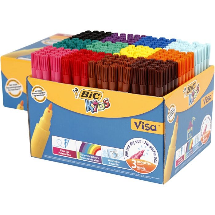 BIC Visa Fin Tussit, paksuus 1,6 mm, värilajitelma, 12x24 kpl/ 1 pkt