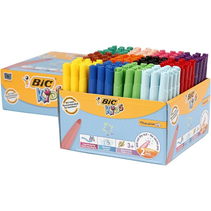 BIC Visa Color-tussi, paksuus 3 mm, värilajitelma, 12x12 kpl/ 1 pkt
